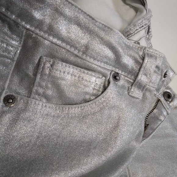 Cat & Jack Metallic Denim Skinny Silver Pants Size 8 - Picture 10 of 10
